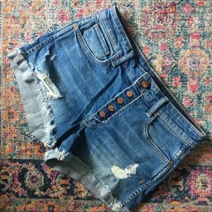 Genetic Denim Button-Fly High Rise Shorts (27)